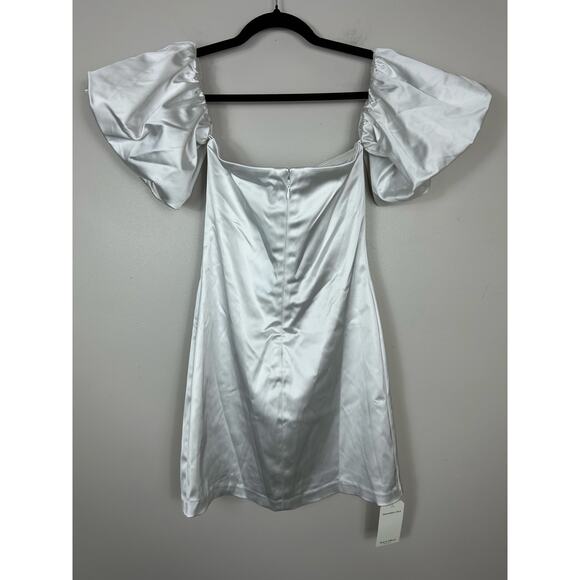 Abercrombie & Fitch NWT Satin Off the Shoulder Puff Sleeve Mini Dress Medium - Picture 7 of 7